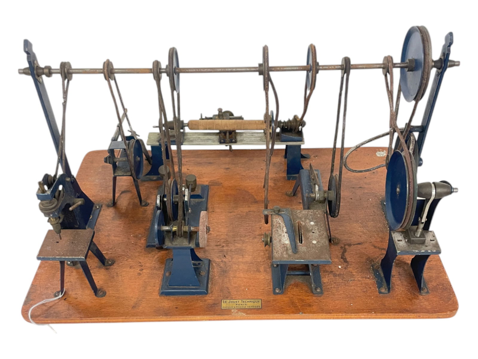 JT Paris Live Steam Workshop: Includes 8 machines mounted on a 13 X 19 1/2” board with transmission. Includes a lathe, reciprocating saw; Drill Press, Grinder, stamping press; table saw; Punch & End Cutter. All function with