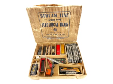 Large Boxed Prewar Marx Work Train Set