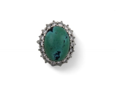 Platinum, Turquoise and Diamond Ring