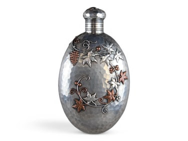 Mixed Metal Sterling Silver Flask