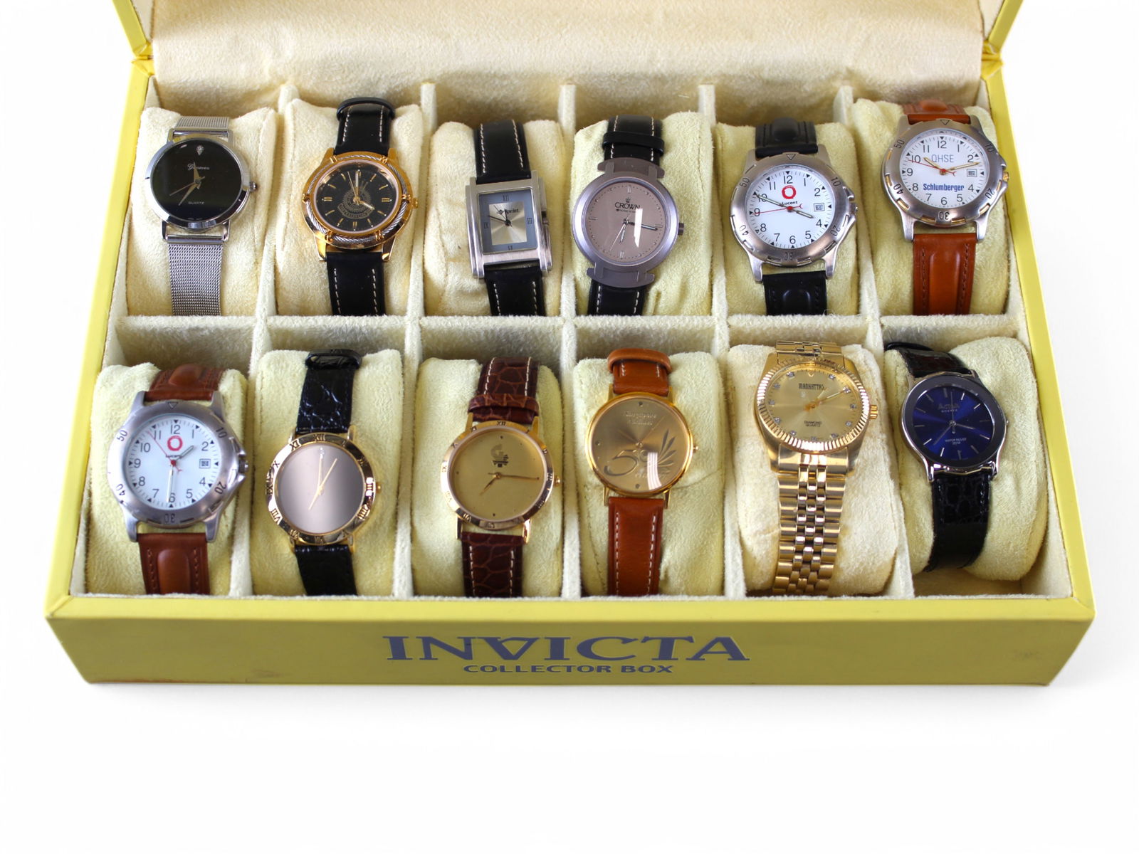 Collectors Watch Lot of (12): Lot includes Lucent, Manhattan, and others. See images for details. Housed in an Invicta Watch box.