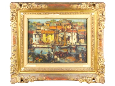 Daniel Jaugey, Oil on Canvas, Portugal Riverfront