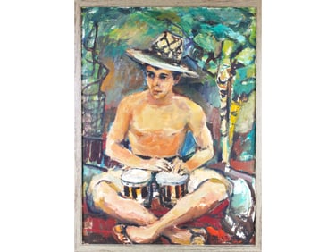 Celia B. Michelena, O/B, Man Playing Bongos