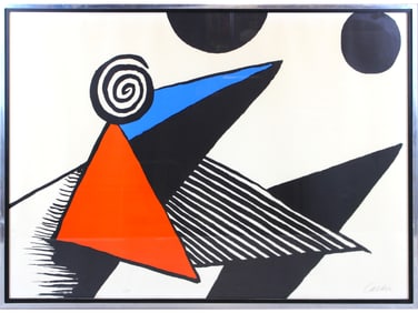 Alexander Calder, "Spiral and Red Triangle", Litho