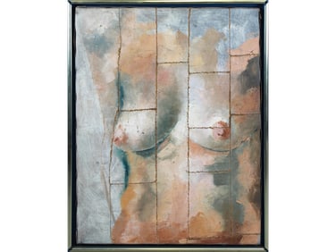 Oil on Canvas, Nude Torso, Illegibly Signed