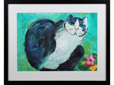 Walasse Ting, "Cat" Watercolor on Paper