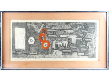Mireille Kramer Signed Abstract Etching