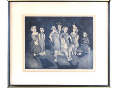 Benjamin Levy, Signed Etching, "Family Portrait"