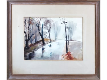 Francis Golden, Watercolor, Street Scene