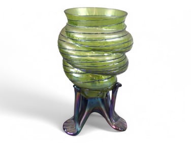 Pallme Konig Art Glass Footed Vase