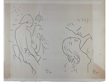 Jean Cocteau, Lithograph "Le Couple" 1956