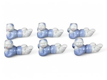 (6) Hashi Oki Figural Little Boy Chopstick Rests