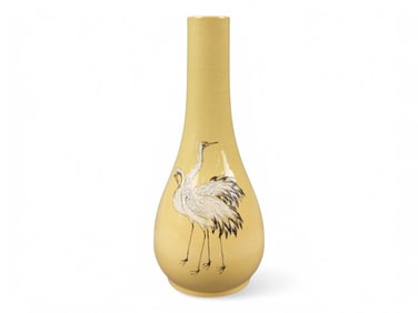 Wakayama Vase with Enameled Cranes