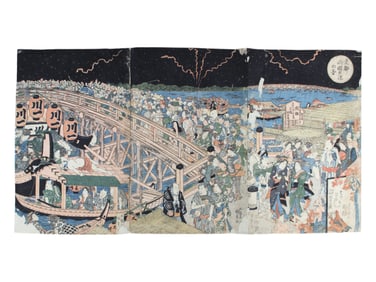 Utagawa Kunisada, Japanese Woodblock Triptych