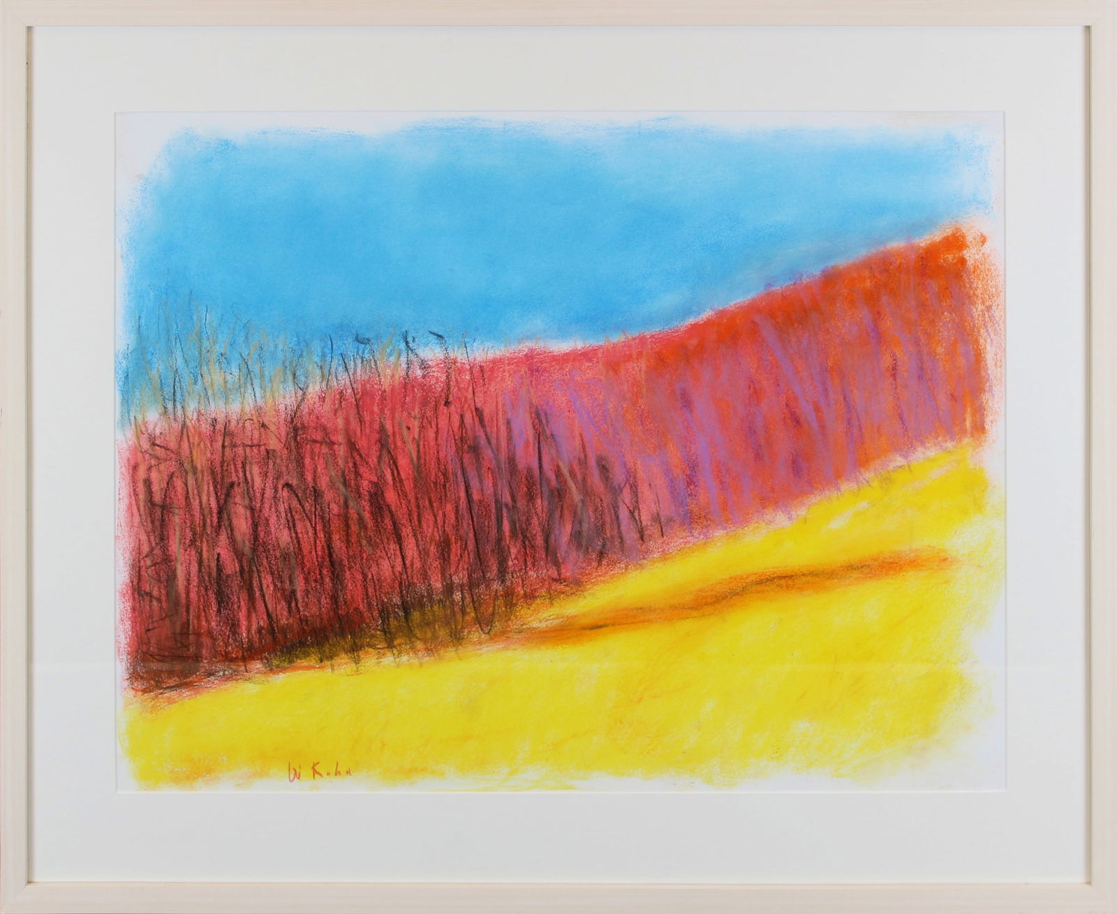 Wolf Kahn Signed Pastel on Paper, Untitled: Offered is a pastel on paper (sketch pad) drawing by Wolf Kahn (1927 - 2020, New York/Vermont/Germany). drawn in Baton Rouge. Untitled work, signed "W Kahn" along the bottom edge. Image size approx. 2