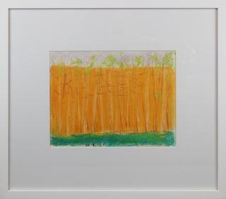 Wolf Kahn Signed Pastel, Orange to Green