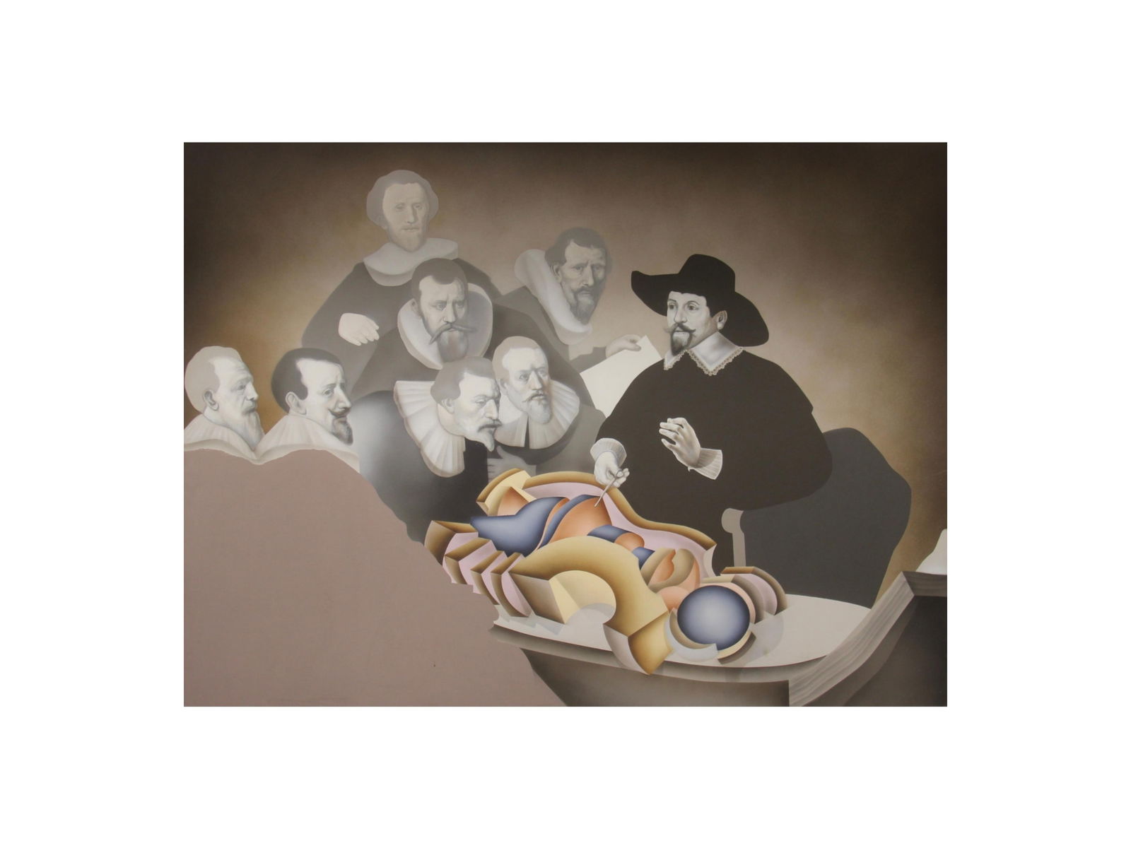 Arnold Belkin, Acrylic on Canvas, "Anatomy Lesson" (1 of 3)