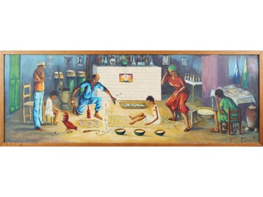 Joseph T. Moise, Oil on Board, Haitian Painting