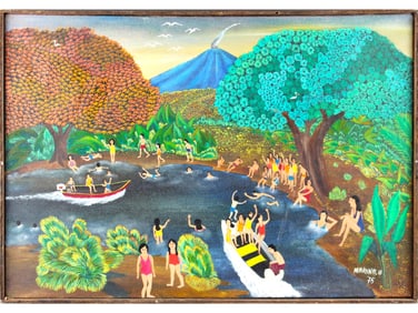 Central American O/C Painting Signed Marina