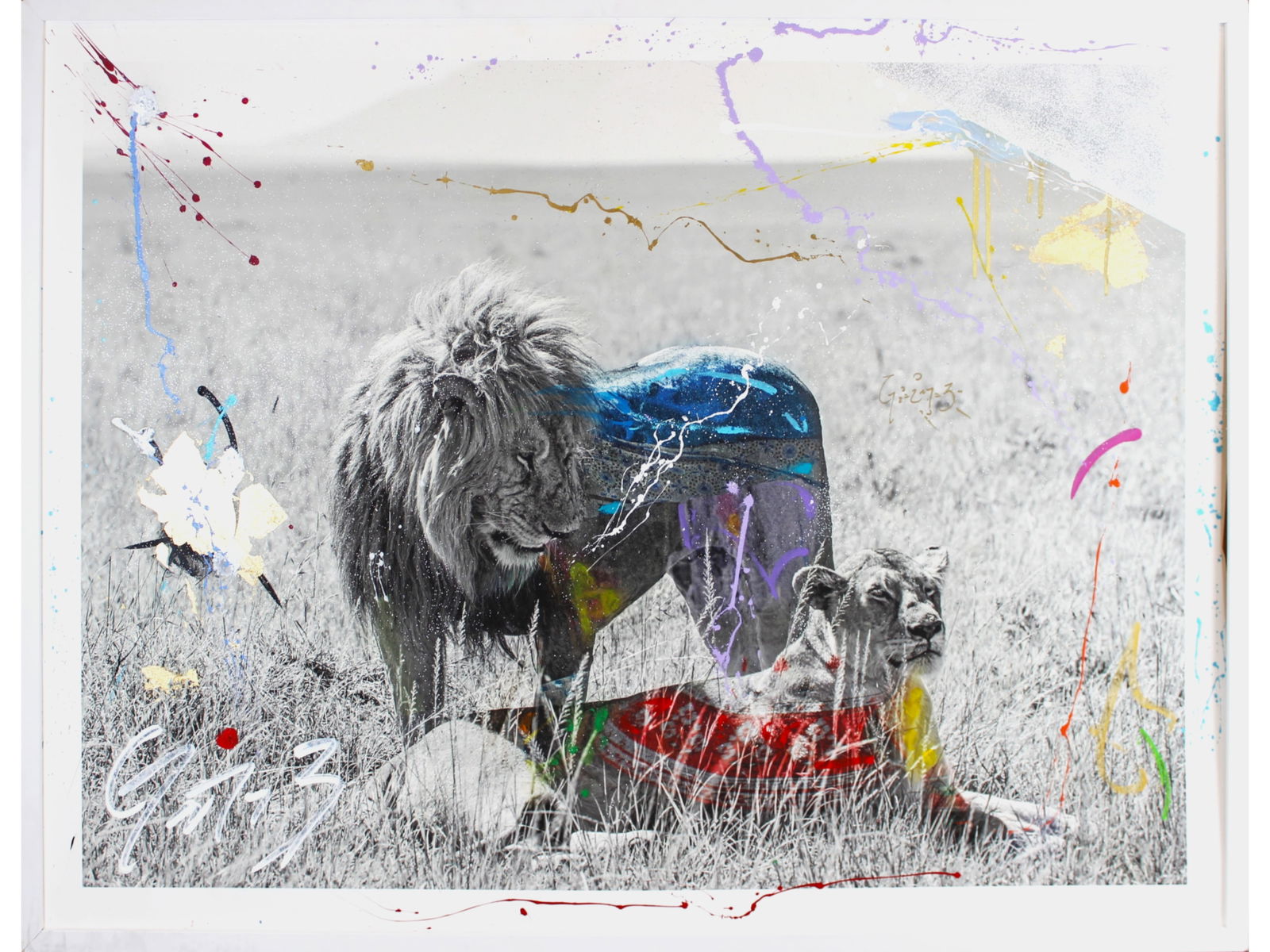 Arno Elias, "Simba Duet" Limited Ed Mixed Media (1 of 3)