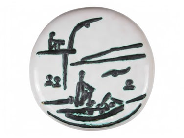Pablo Picasso, 1956 Beach Scene Ceramic Plaque