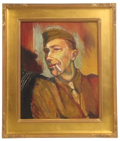 Oil on Canvas, "Portrait of a Soldier", Signed