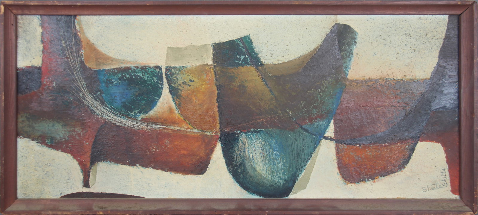Abstract Oil on Board Signed Sheets: 10" x 26" signed twice.This lot is being offered on behalf of the New York Count Public Administrator from the Estate of Jason Schoenfeld (22-0226)
