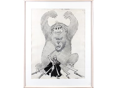 Orig British Political Cartoon Art, Signed Farr