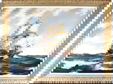 Alexander Nelke, Oil on Canvas Clipper Ship