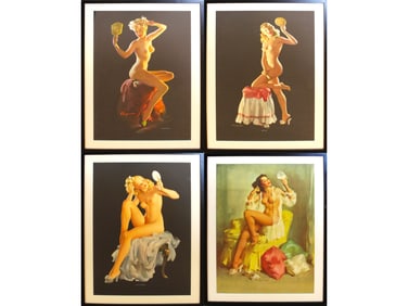 (4) Pin Up Art Prints, Gil Elvgren, Sundblom
