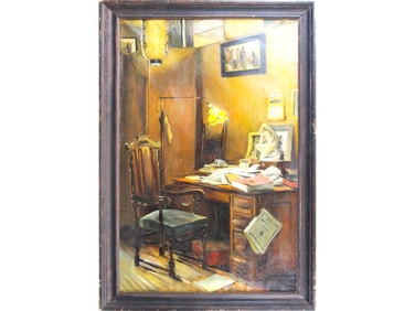 O/C, Interior Desk Scene w/Japanese Lantern