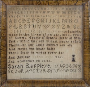 1823 American Schoolgirl Sampler, Seneca New York