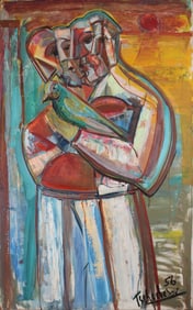 Nahum Tschacbasov, O/C Abstract "Man with Bird"