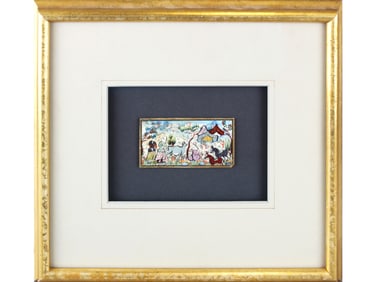 Hand Painted Miniature Persian Tile on Celluloid