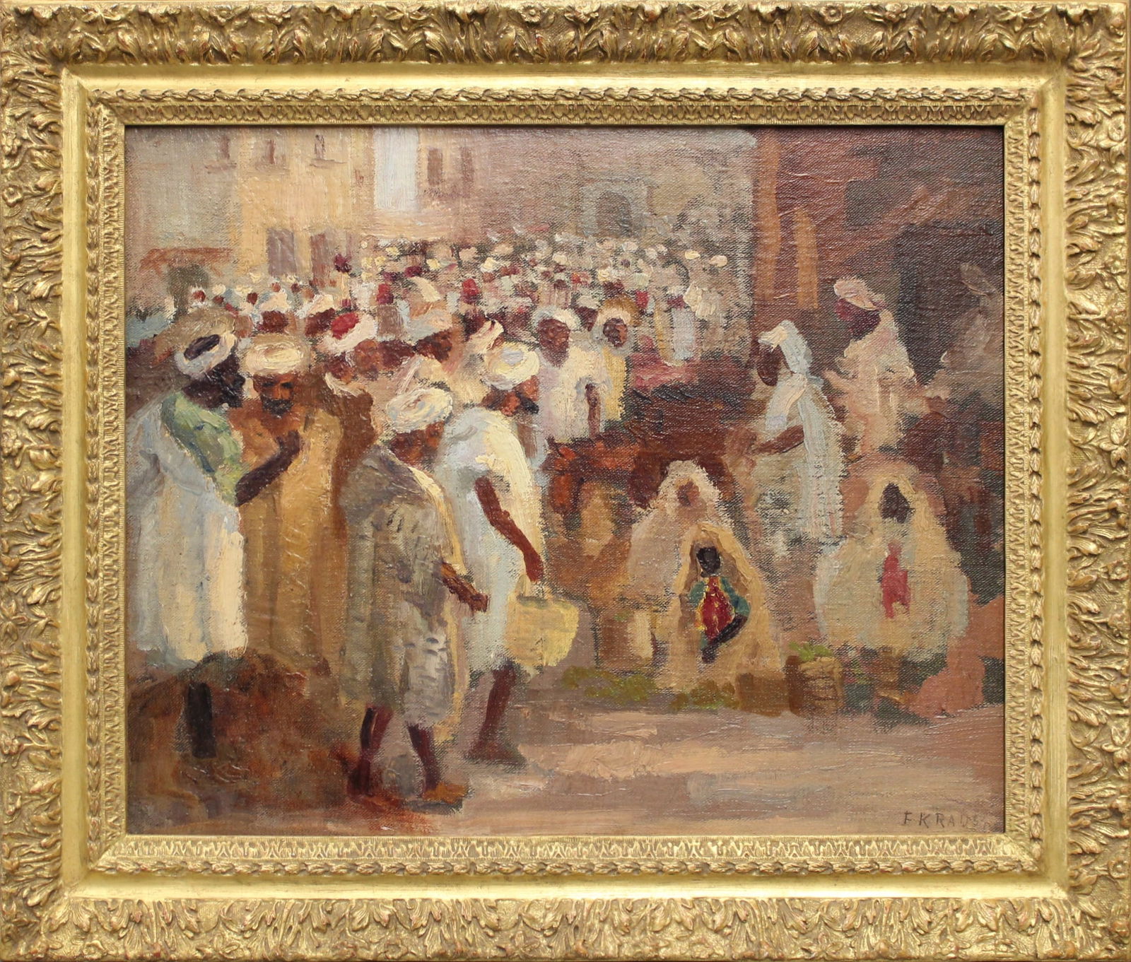 Middle Eastern O/C Street Scene Signed Krauss (1 of 3)