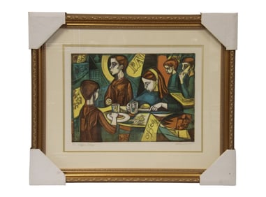 Irving Amen, "The Coffee Shop" Signed Ltd Litho
