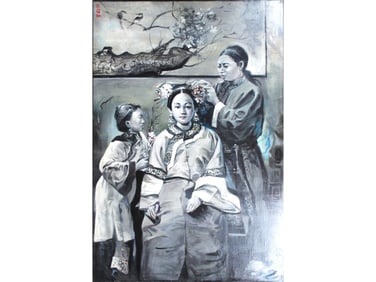 Large Chinese Oil on Canvas Painting