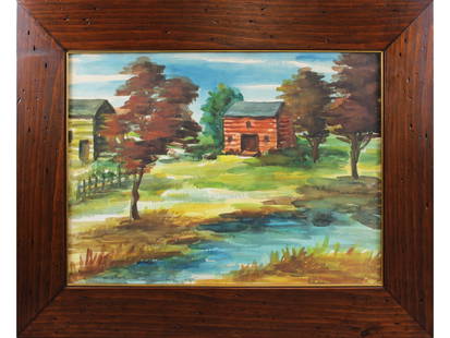 Paul Raphael Meltsner, Signed Watercolor: Paul Raphael Meltsner (American, 1905-1966), "Cabin in the Woods". Signed lower left. Sight seen approx. 22" x 15-1/2", overall frame size approx. 29" x 23". (B50230)