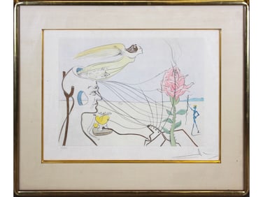 Salvador Dali, "La Rose" Color Drypoint