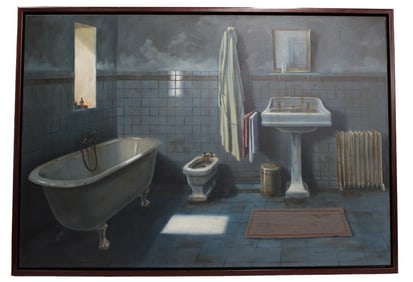Claude Lazar, O/C Painting "Bathroom Still Life"