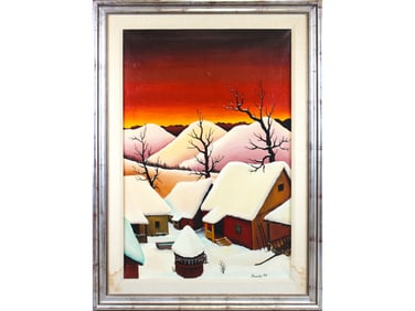 Branko Paradis, Oil on Canvas, Snow Landscape