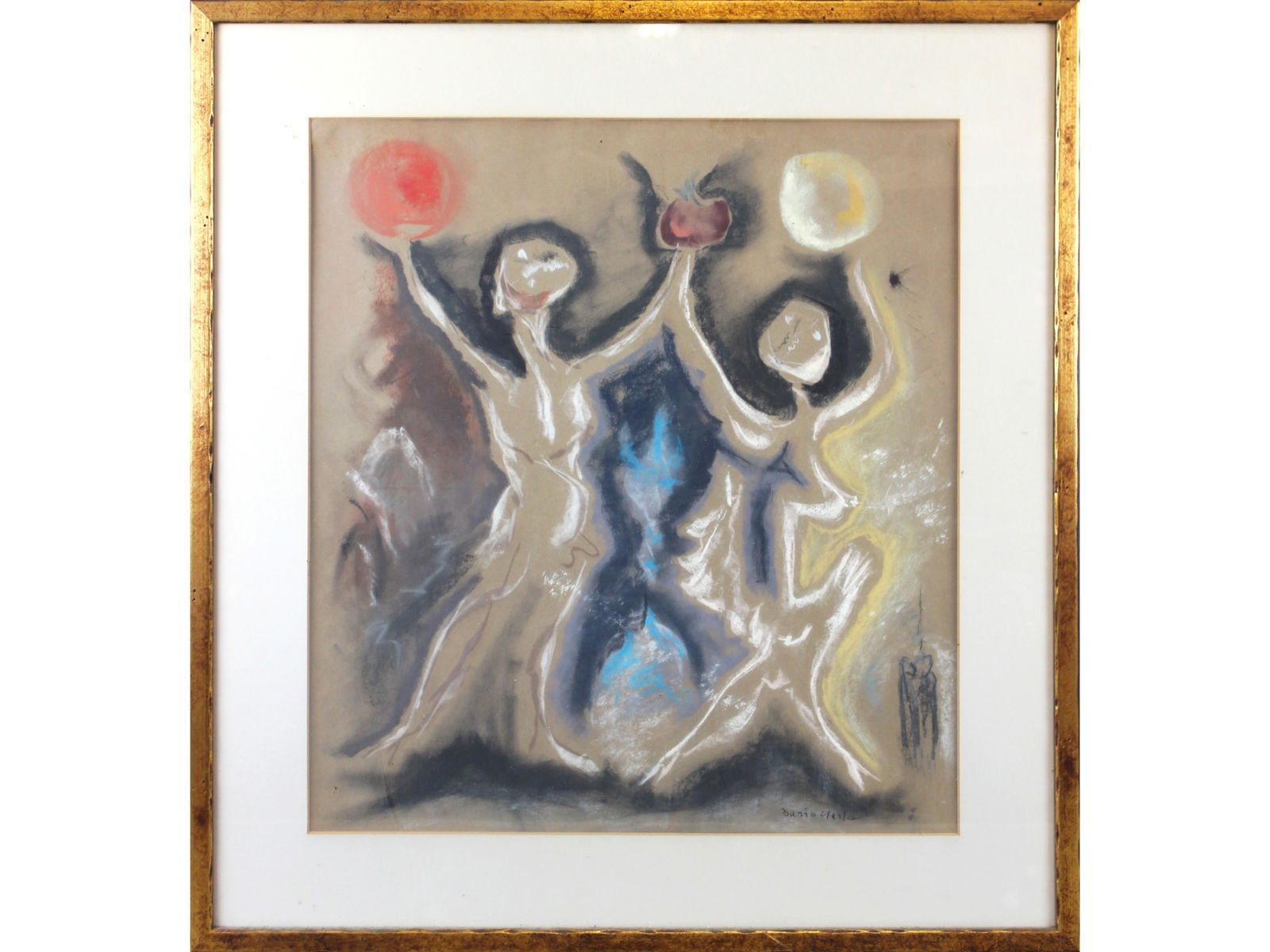 David Clarke (1920 - 2005) Watercolor-Pastel: 20" x 22" Signed lower right. "Dancers"This lot is being offered on behalf of he New York County Public Administrators Office from the Estate of Caroline Faulkner (240523).