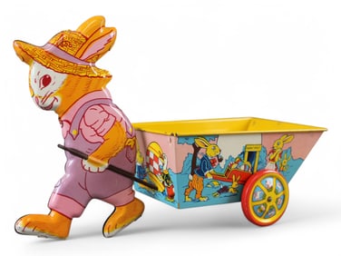 Chein Tin Litho Rabbit Cart