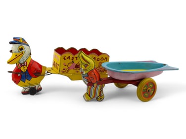 Lot of (2) Chein Tin Litho Easter Carts