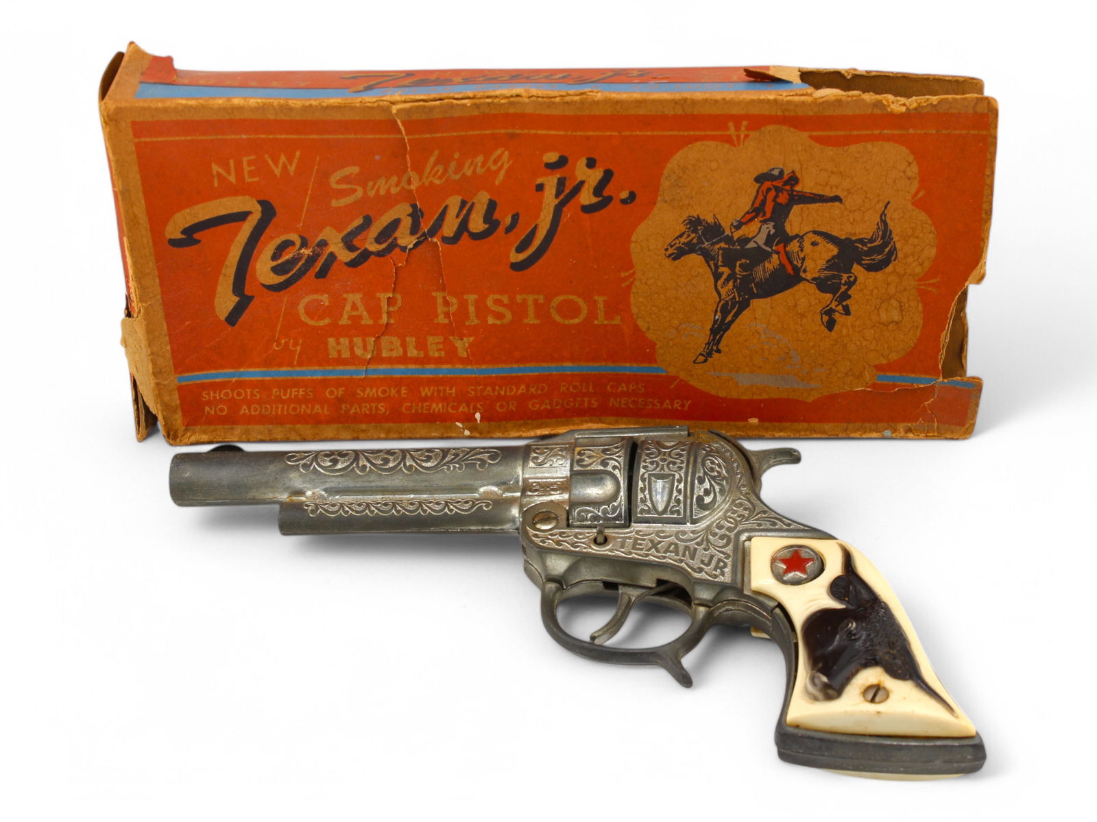 Hubley Texan Jr. Cap Pistol: In Partial Box