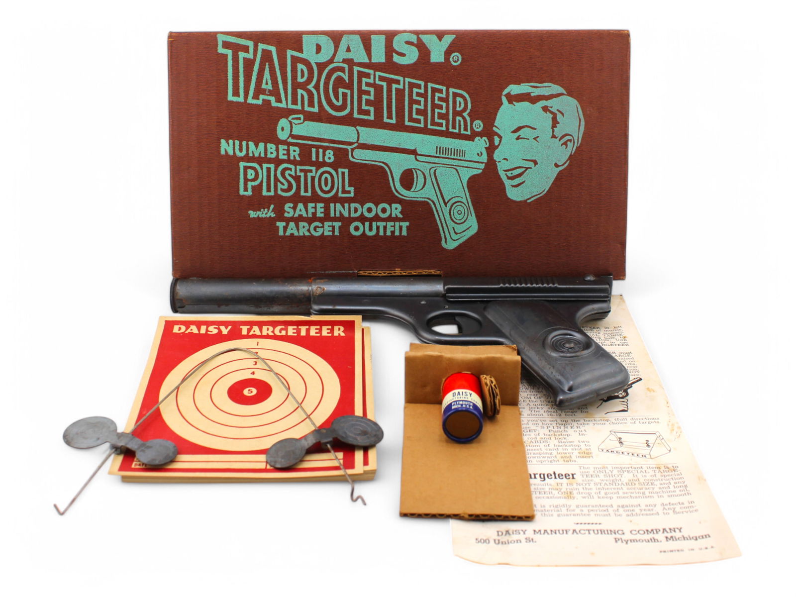 Vintage Daisy Targeteer BB Pistol Gun Orig Box: Appears to have never been removed from the box with all accessories and instructions.