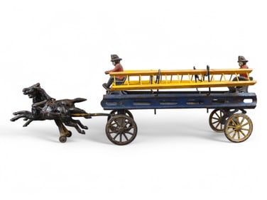 Tin & Cast Iron Horse Drawn Fire Ladder