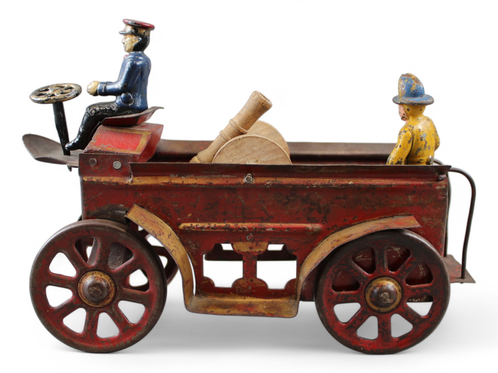 Dayton Tin Fire Hose Truck: Tin Fire Hose Truck; appears to be Dayton. Approx. 10 1/2'' long.