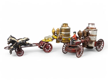(2) Tin Fire Pumpers