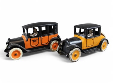 (2) Arcade Cast Iron Yellow Cabs